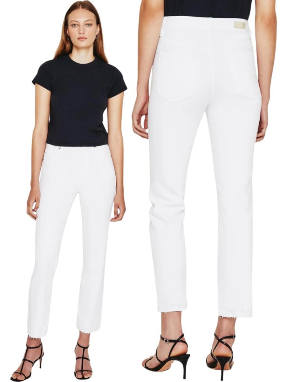 AG Adriano Goldschmied Alexxis Crop Denim Jeans Women's 29 White Minimalist Chic